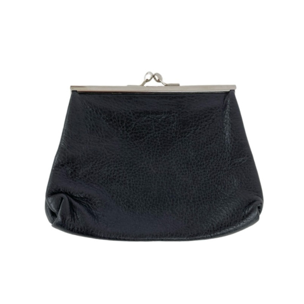 Vintage Enrico Coveri Black Leather Coin Purse, Silver Hardware Red Print Lining - Picture 2 of 8